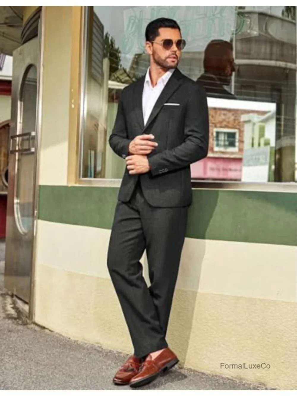 Men's 2 Piece Classic Fit Suit Set Notched Lapel Wedding Business